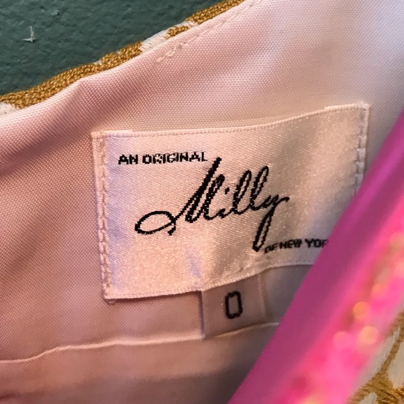 NWT Milly Silk and Brocade Hot Pink Paisley Dress - Picture 6 of 8